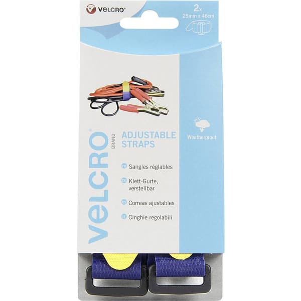 VELCRO® VEL-EC60328 Kardborreband med bälte Statisk del och fleecedel (L x B) 460 mm x 25 mm Blå 2 st