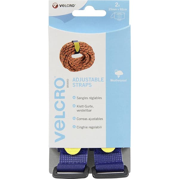VELCRO® VEL-EC60327 Kardborreband med bälte Statisk del och fleecedel (L x B) 920 mm x 25 mm Blå 2 st