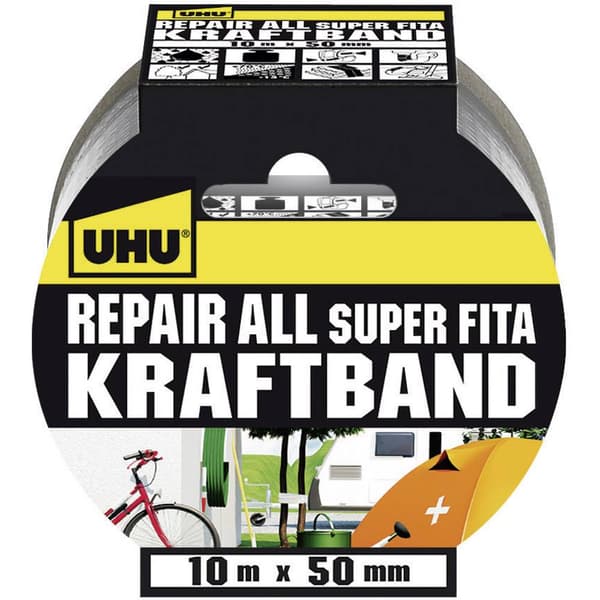 UHU 48145 Tygtejp UHU® Repair Silver (L x B) 10 m x 50 mm 1 st