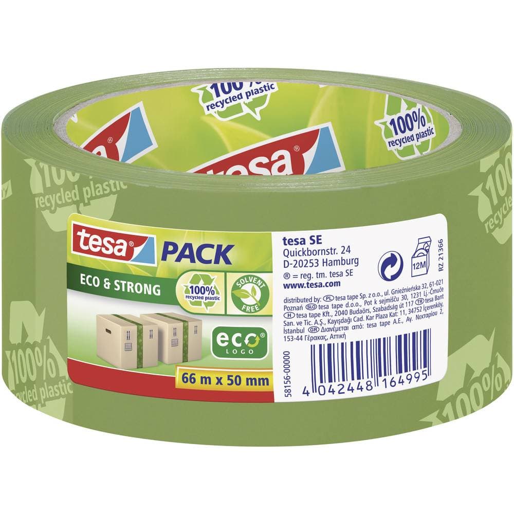 tesa ECO & STRONG 58156-00000-00 Packtejp tesapack® Grön (L x B) 66 m x 50 mm 1 st