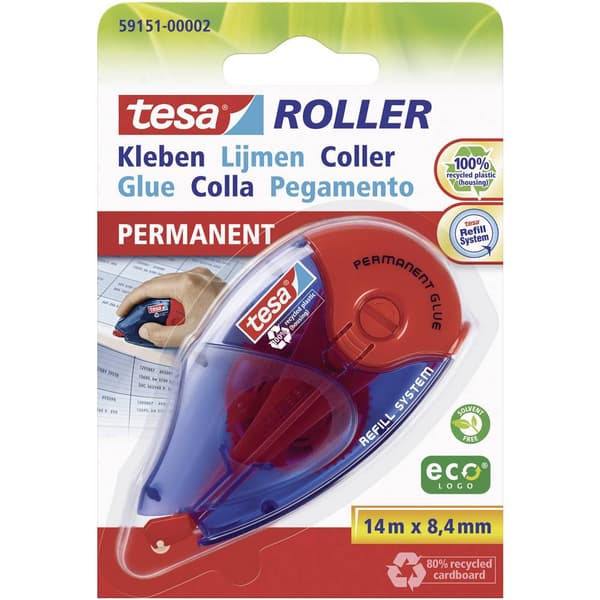 tesa Justeringstejp ROLLER Permanent ecoLogo® 8.4 mm 14 m Permanent Återpåfyllningsbar: Ja 59151-00002-06 1 st