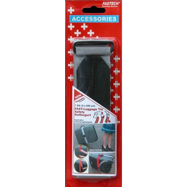 FASTECH® 922-0822 Kardborreband-bagageband med bälte Statisk del och fleecedel (L x B) 2000 mm x 50 mm Grå 1 st