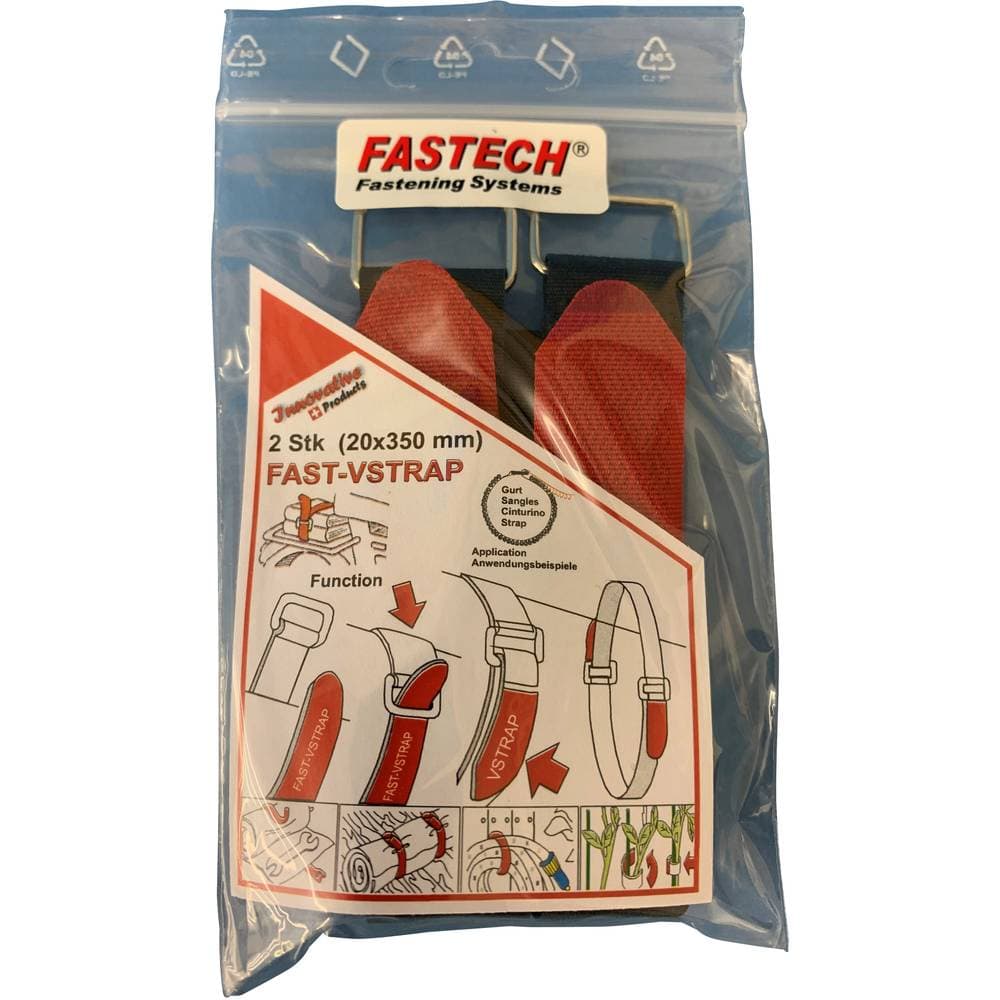 Kardborreband med bälte Statisk del och fleecedel (L x B) 330 mm x 20 mm Svart, Röd FASTECH® 687-330M-Bag 2 st