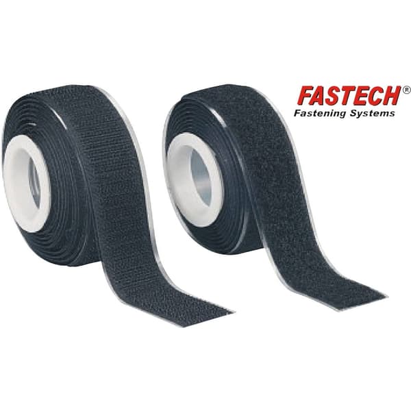 FASTECH® 919-330 Kardborreband för fastlimning Statisk del och fleecedel (L x B) 2000 mm x 25 mm Svart 1 par