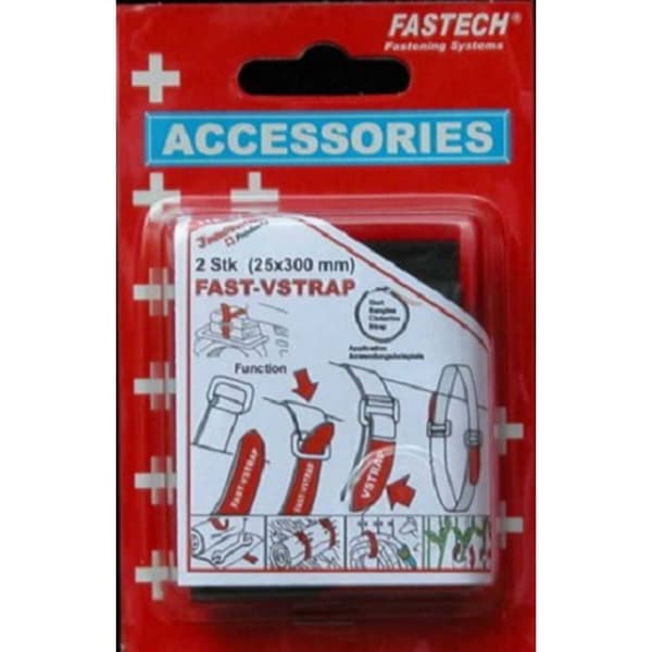 FASTECH® 688-330KC Kardborreband med bälte Statisk del och fleecedel (L x B) 300 mm x 25 mm Svart, Röd 2 st