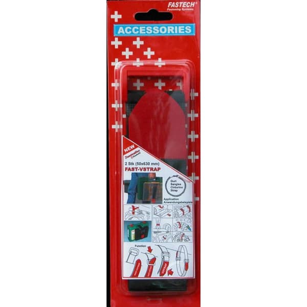 FASTECH® 906-330C Kardborreband med bälte Statisk del och fleecedel (L x B) 630 mm x 50 mm Svart, Röd 2 st