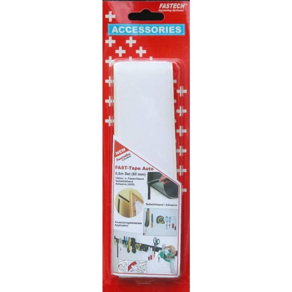 FASTECH® 919-0000C Kardborreband för pålimning Hotmelt Statisk del och fleecedel (L x B) 500 mm x 50 mm Vit 1 par