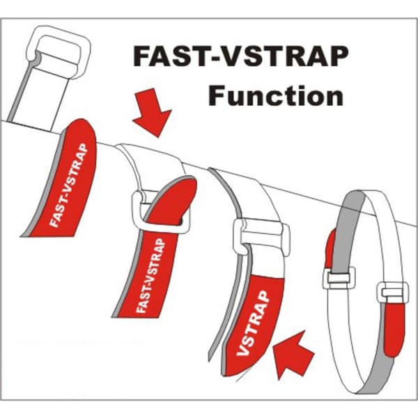 FASTECH® 924-330C Kardborreband med bälte Statisk del och fleecedel (L x B) 335 mm x 25 mm Svart, Röd 2 st