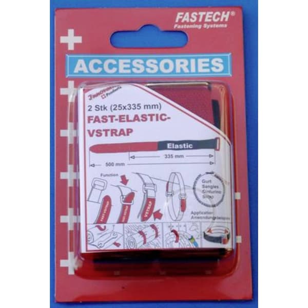 FASTECH® 924-330C Kardborreband med bälte Statisk del och fleecedel (L x B) 335 mm x 25 mm Svart, Röd 2 st