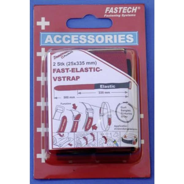 FASTECH® 924-330C Kardborreband med bälte Statisk del och fleecedel (L x B) 335 mm x 25 mm Svart, Röd 2 st