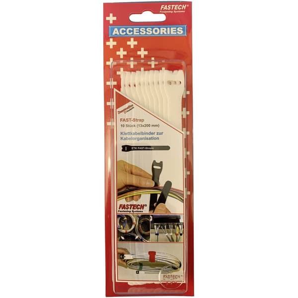 FASTECH® 802-010 Kardborreband-bundtband för paketering Statisk del och fleecedel (L x B) 200 mm x 13 mm Vit 10 st