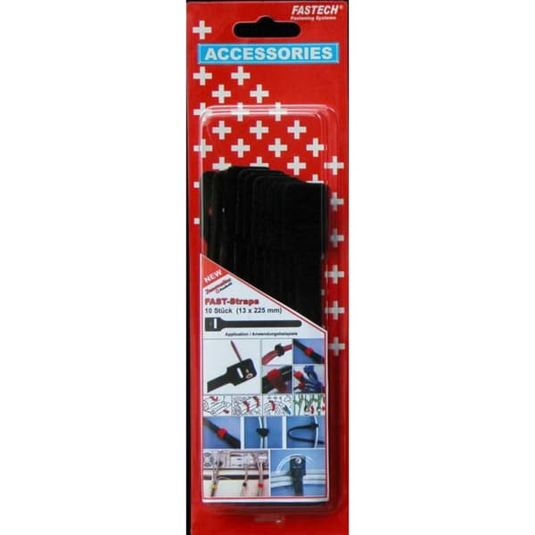FASTECH® 894-008 Kardborreband-bundtband för fastskruvning Statisk del och fleecedel (L x B) 225 mm x 13 mm Svart 10 st
