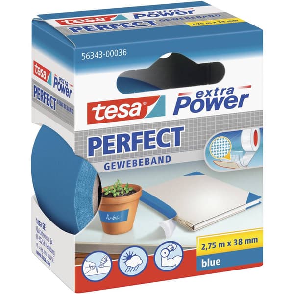 tesa PERFECT 56343-00036-03 Tygtejp tesa® extra Power Blå (L x B) 2.75 m x 38 mm 1 st