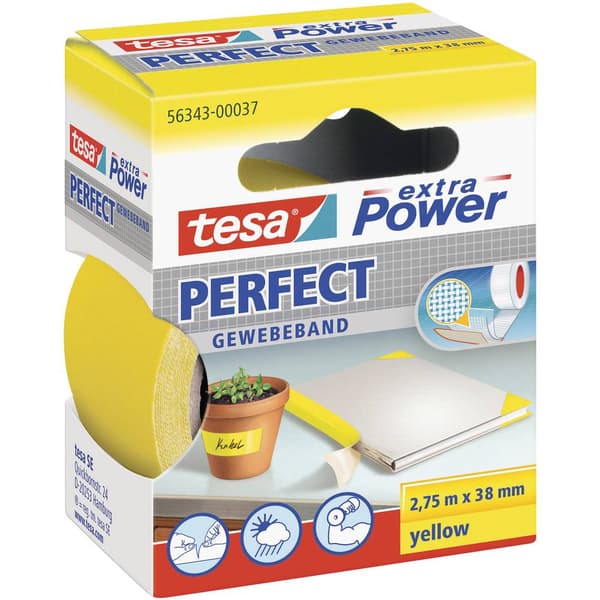 tesa PERFECT 56343-00037-03 Tygtejp tesa® extra Power Gul (L x B) 2.75 m x 38 mm 1 st