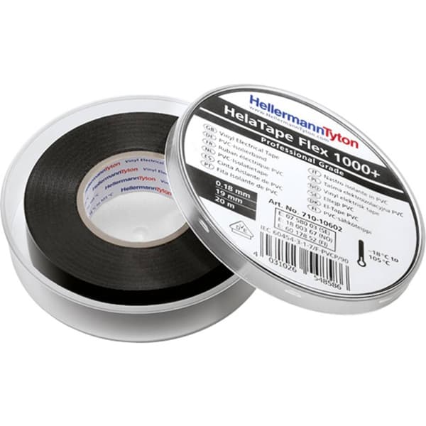 HellermannTyton HelaTape Flex 1000+ 710-10602 Isoleringstejp HelaTape Flex 1000+ Svart (L x B) 20 m x 19 mm 1 st