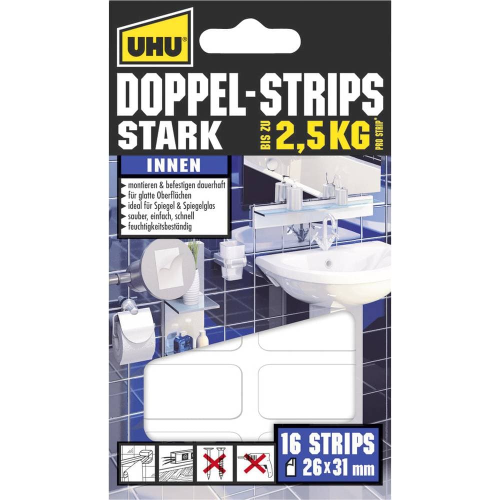 UHU 45380 45380 Dubbelsidiga tejp UHU® Vit (L x B) 31 mm x 26 mm 16 st