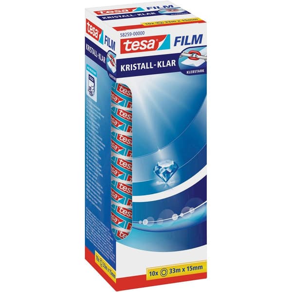 tesa 58259-00000-00 tesafilm kristallklar Transparent (L x B) 33 m x 15 mm 10 st