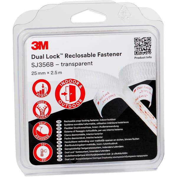 3M Dual Lock Kardborreband för fastlimning (L x B) 2.5 m x 25 mm Transparent 1 st