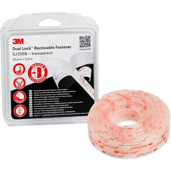 3M Dual Lock Kardborreband för fastlimning (L x B) 2.5 m x 25 mm Transparent 1 st