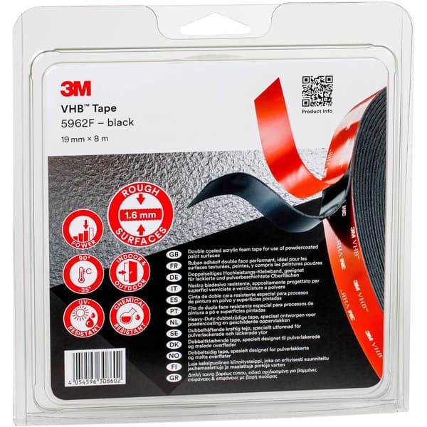 3M 5962F/IPS Tejp Svart (L x B) 8 m x 19 mm 1 st