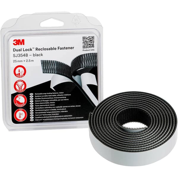 3M Dual Lock Kardborreband för fastlimning (L x B) 2.5 m x 25 mm Svart 1 st