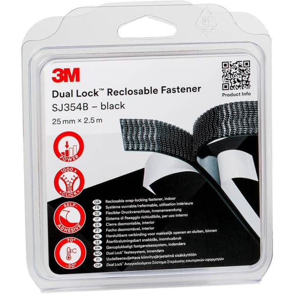 3M Dual Lock Kardborreband för fastlimning (L x B) 2.5 m x 25 mm Svart 1 st