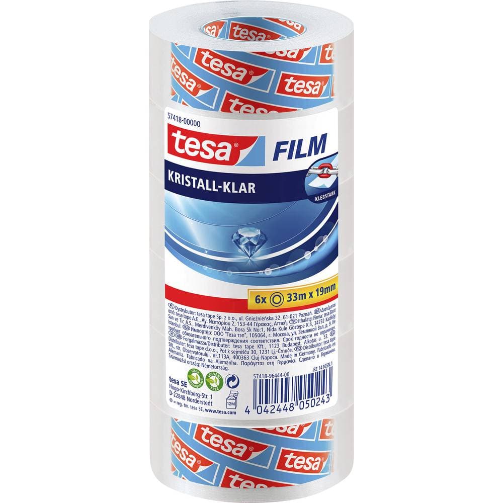 tesa 57418-00000-02 Självhäftande film kristallklar Transparent (L x B) 33 m x 19 mm 6 st