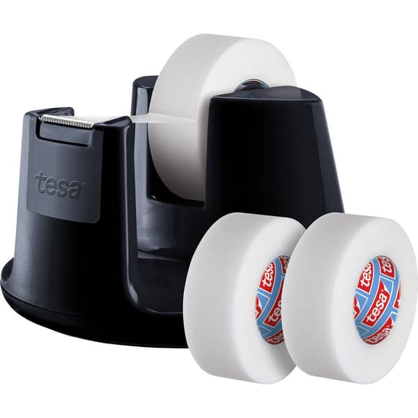 tesa Tejpdispenser tesafilm® invisible Svart Rullbredd (max.): 19 mm Rullängd (max.) 33 m inklusive 3 självhäftande fil