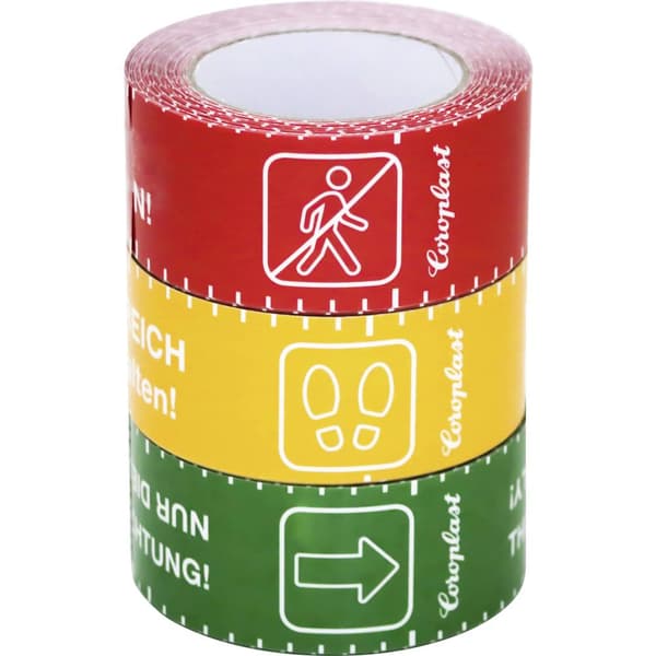 Coroplast 1466 SDR 217474 Golvmarkeringstejp Röd, Gul, Grön (L x B) 10 m x 60 mm 3 st