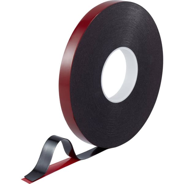 TOOLCRAFT 93038c185 93038c185 Dubbelsidiga tejp Röd/Svart (L x B) 30 m x 20 mm 1 st