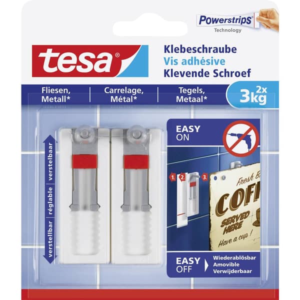 tesa 77765 Tesa® klisterskruv justerbar Vit