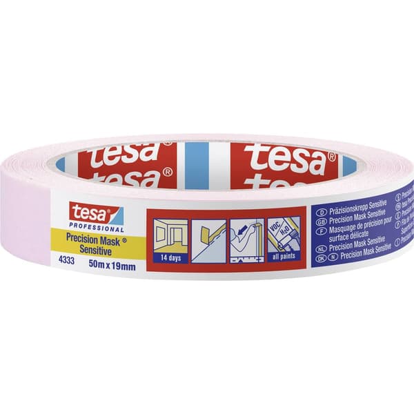 tesa PRECISION SENSITIVE 04333-00017-02 Maskeringstejp Precisionskrepp® Ljusrosa (L x B) 50 m x 19 mm 1 st
