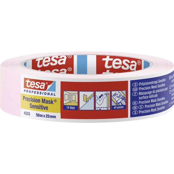 tesa PRECISION SENSITIVE 04333-00018-02 Maskeringstejp Precisionskrepp® Ljusrosa (L x B) 50 m x 25 mm 1 st