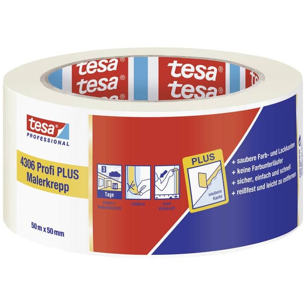 tesa PREMIUM 04306-00046-02 Maskeringstejp tesakrepp® Beige (L x B) 50 m x 50 mm 1 st