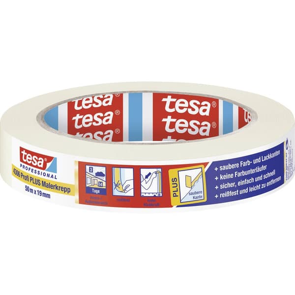 tesa PREMIUM 04306-00042-02 Maskeringstejp tesakrepp® Beige (L x B) 50 m x 19 mm 1 st