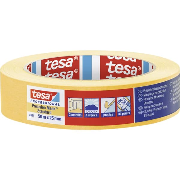 tesa PRECISION STANDARD 04344-00003-00 Maskeringstejp Precisionskrepp® Gul (L x B) 50 m x 25 mm 1 st
