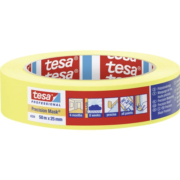 tesa PRECISION 04334-00001-00 Maskeringstejp Precisionskrepp® Gul (L x B) 50 m x 25 mm 1 st
