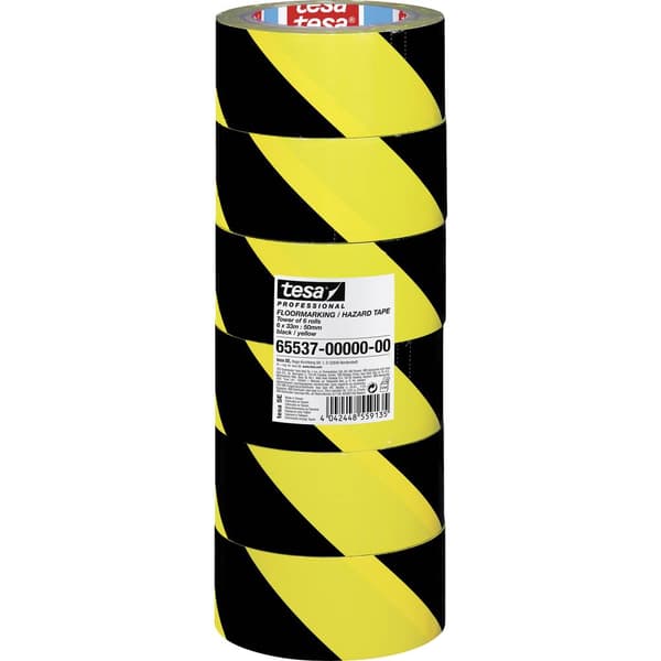 tesa 65537-00000-00 Markeringstejp tesa® Professional Svart, Gul (L x B) 33 m x 50 mm 6 st