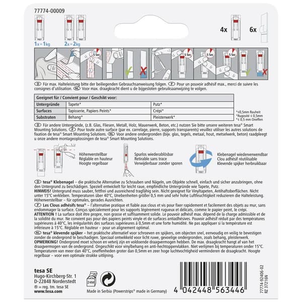 tesa 77774 Justerbar klisterspik Vit