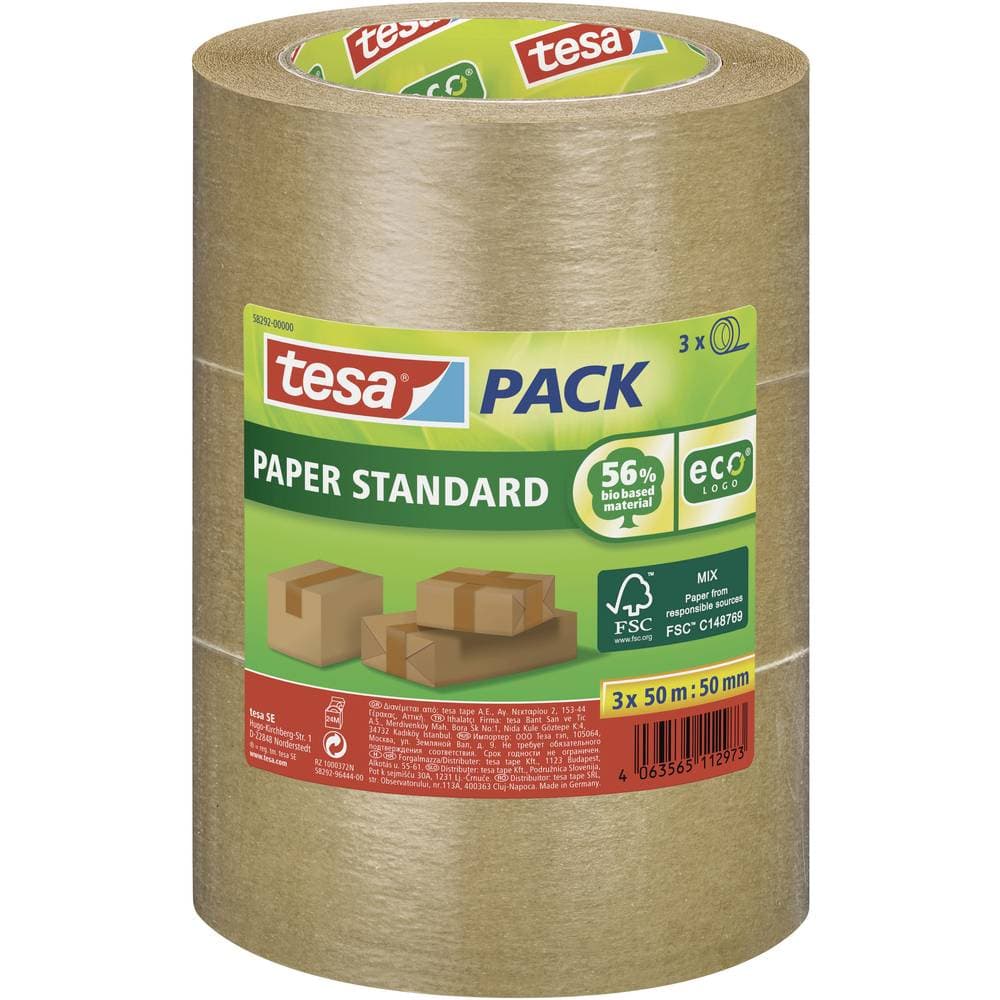 tesa STANDARD ecoLogo® 58292 Packtejp Brun (L x B) 50 m x 50 mm 3 st