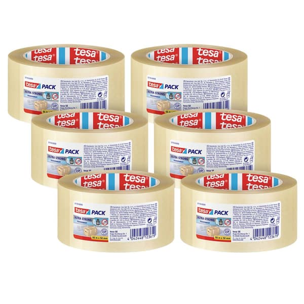 tesa ULTRA STRONG 57176 Packtejp Transparent (L x B) 66 m x 50 mm 6 st
