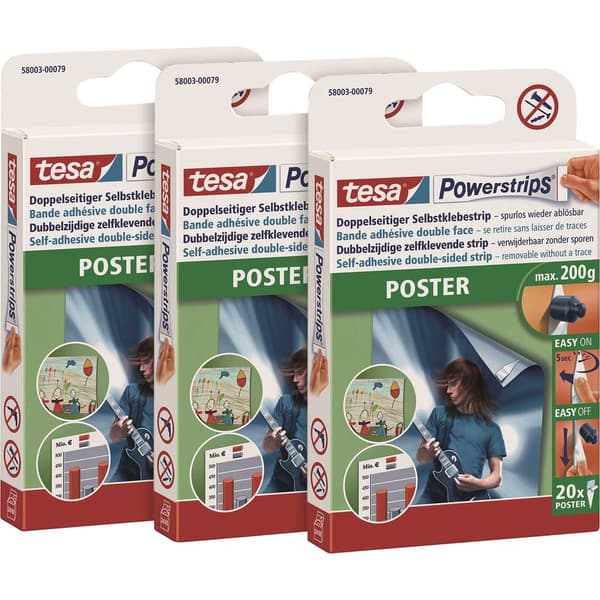 tesa POWERSTRIPS® Poster Dubbelsidig tejp Vit