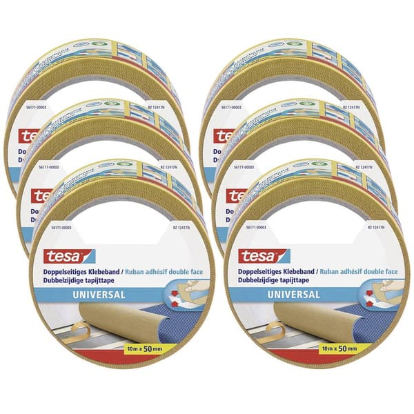 tesa UNIVERSAL 56171 Dubbelsidiga tejp (L x B) 10 m x 50 mm 6 st