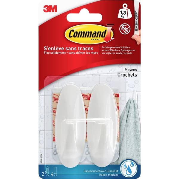 3M Command™ bad medium designerkrokar Vit