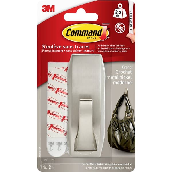 3M Command™ Large metallkrok modern Reflection Nickel (borstad)