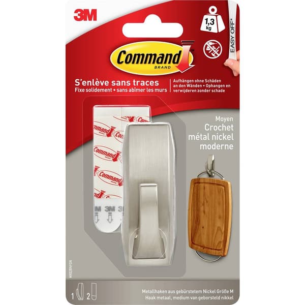 3M Command™ medium metallkrok modern Reflection Nickel (borstad)