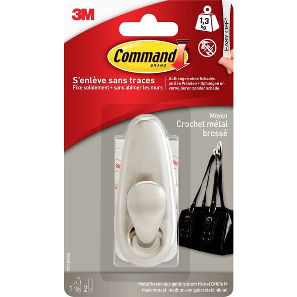 3M Command™ medium metallkrokar klassisk Nickel (borstad)