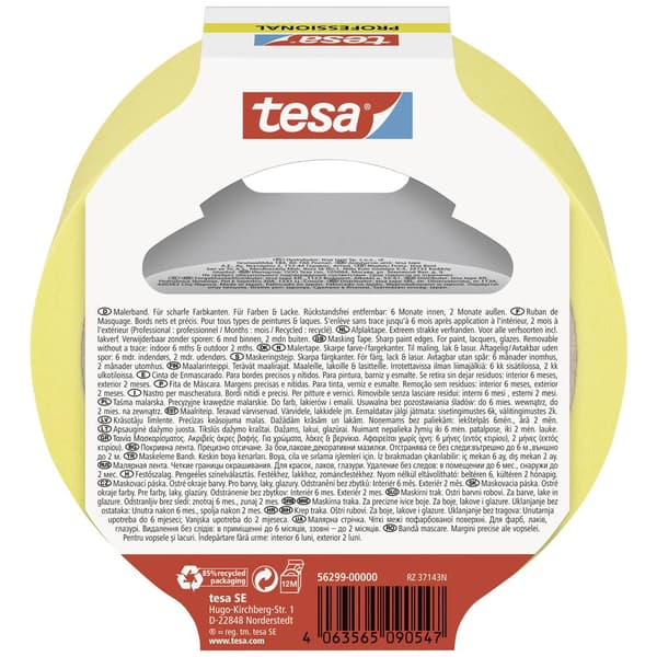 tesa Professional 56299-00000-00 Målartejp Gul (L x B) 50 m x 30 mm 1 st