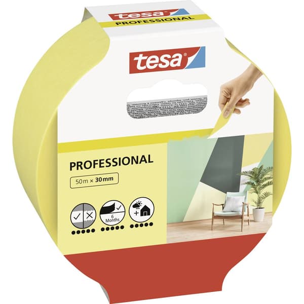 tesa Professional 56299-00000-00 Målartejp Gul (L x B) 50 m x 30 mm 1 st