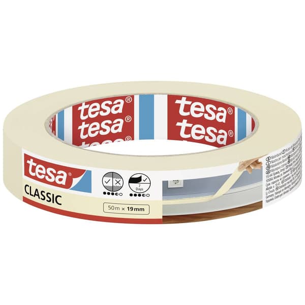 tesa Classic 52803-00000-01 Målartejp Vit (L x B) 50 m x 19 mm 1 st